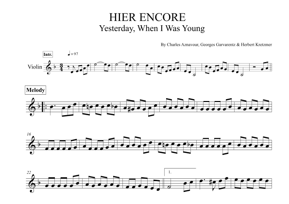 Yesterday, When I Was Young (hier Encore) (arr. Leo Silva)