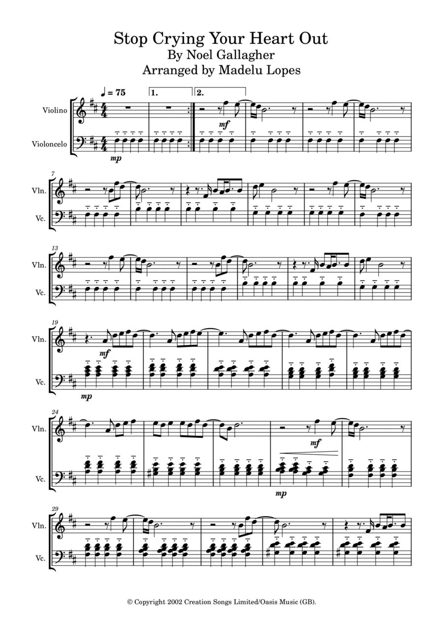 Stop Crying Your Heart Out (arr. Madelu Lopes)