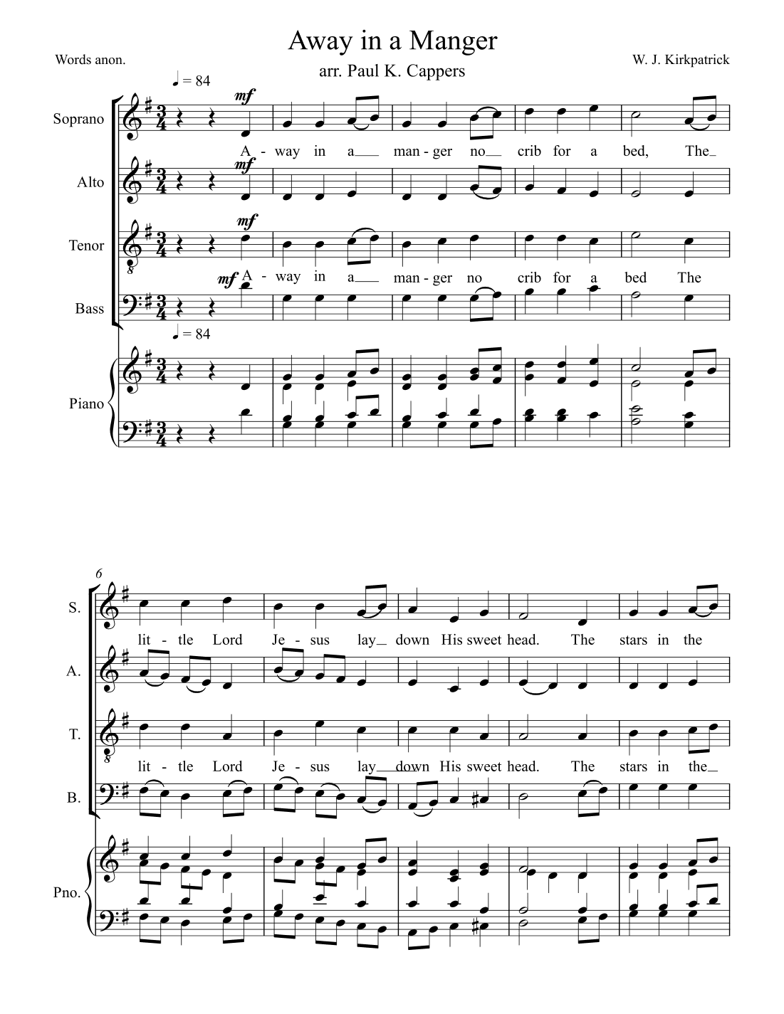 Away in a Manger (arr. Paul Kenwood Cappers)