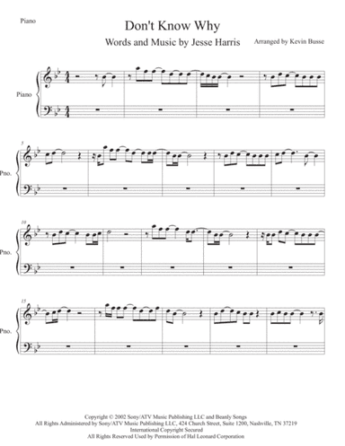 Don't Know Why (arr. Kevin Busse)