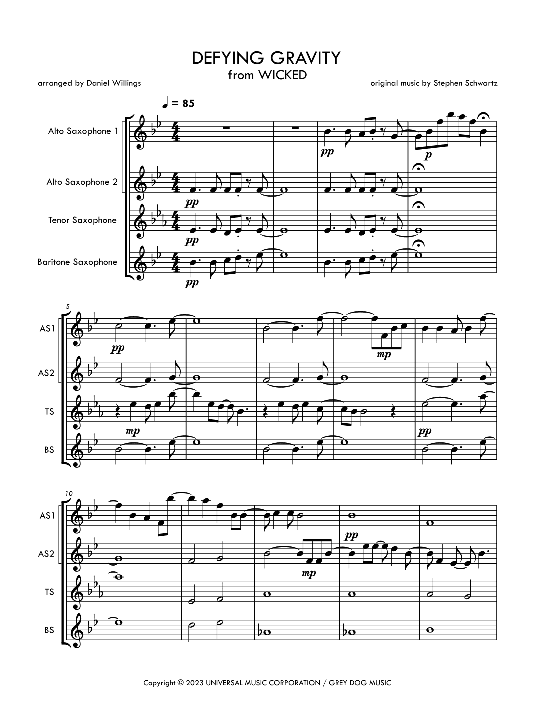 Defying Gravity (arr. Daniel Willings)