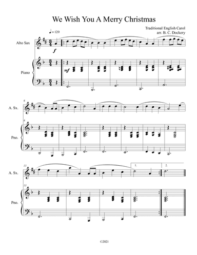 We Wish You A Merry Christmas (Alto Sax Solo with Piano Accompaniment) (arr. B. C. Dockery)