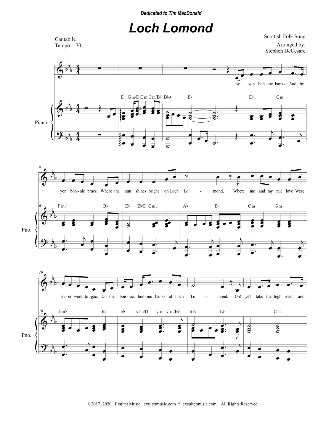 Loch Lomond (Vocal solo) (arr. Stephen DeCesare)
