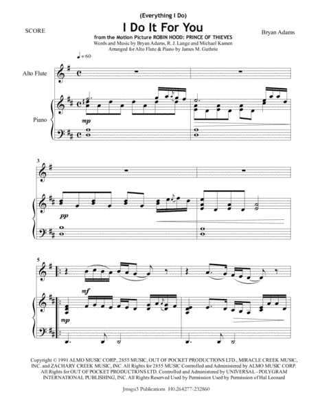 (Everything I Do) I Do It For You (arr. James M. Guthrie, ASCAP)