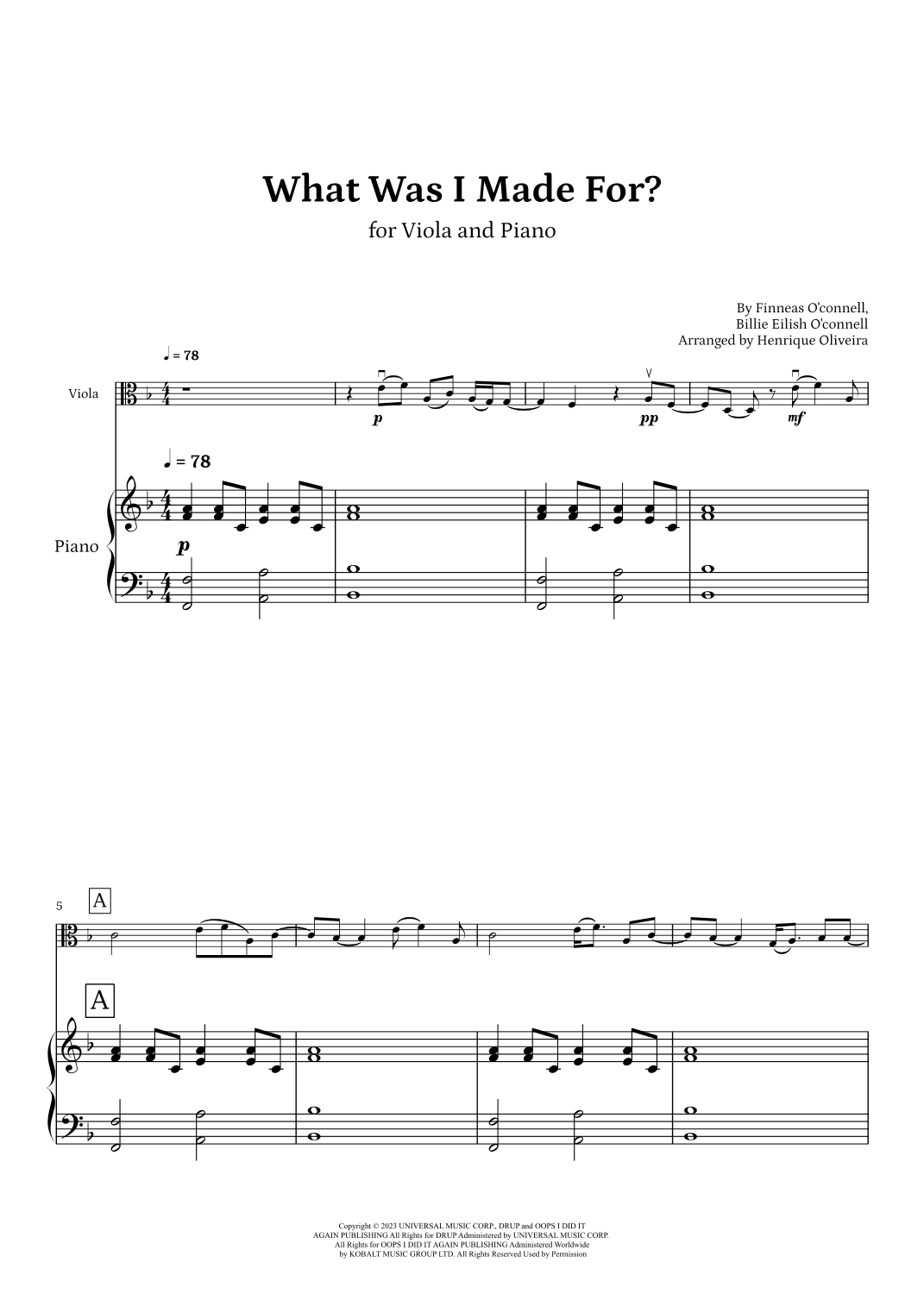 What Was I Made For? (arr. Henrique Oliveira)