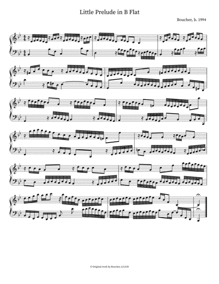 'Little' Prelude and Fugue in B Flat: I. Prelude