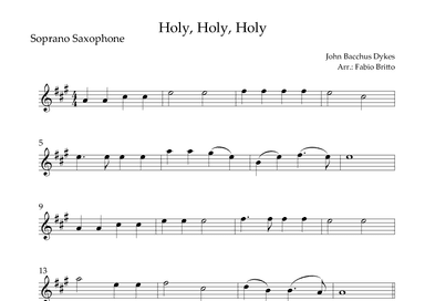 Holy, Holy, Holy (Traditional Christian Song) for Soprano Saxophone Solo (arr. Fabio Britto)