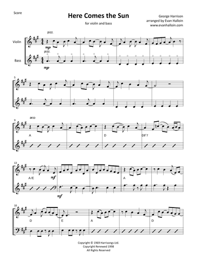 Here Comes The Sun (arr. Evan Halloin)