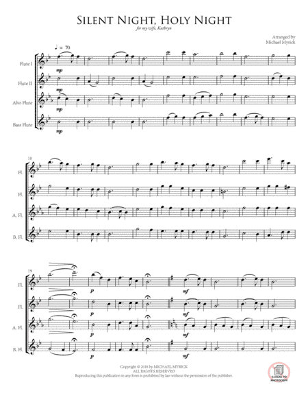 Silent Night, Holy Night (Flute Choir) (arr. MICHAEL MYRICK)