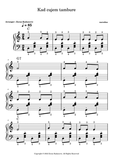 Kad cujem tambure - for accordion (arr. Zoran Radanovic)