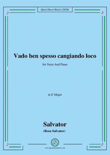 Rosa-Vado ben spesso cangiando loco,in E Major,for Voice and Piano (arr. MSM)