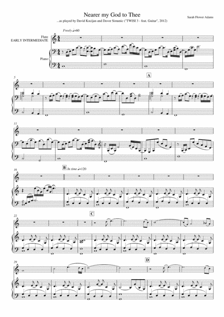 Nearer my God to Thee (piano & flute) - EARLY/INTERMEDIATE (arr. David Kocijan & Davor Simunic)