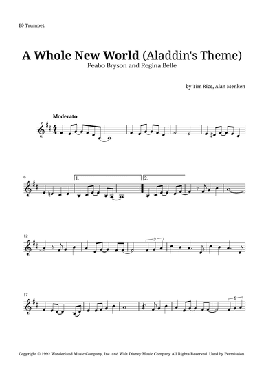 A Whole New World (aladdin's Theme) (arr. Langanho)