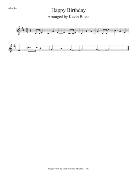 Happy Birthday - Alto Sax (arr. Kevin Busse)