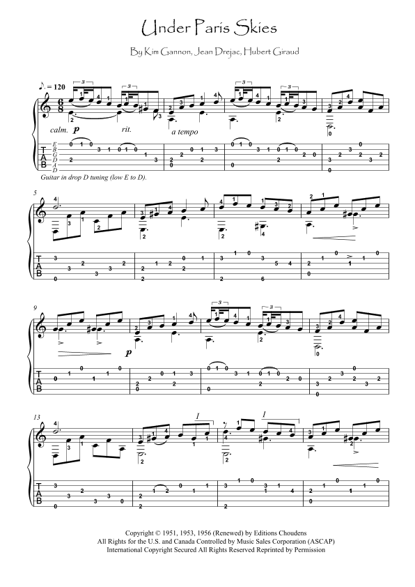 Under Paris Skies (arr. PianoSheetNow)