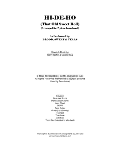Hi-de-ho (that Old Sweet Roll) (arr. Jim Farley www.arrangementsone.com)