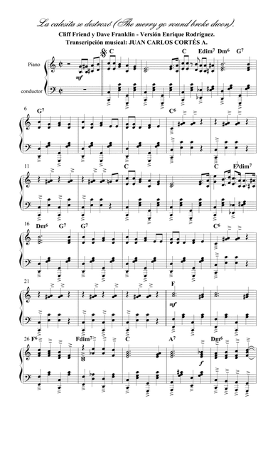 La calesita se destrozó por Cliff Friend y Dave Franklin (arr. Juan Carlos Cortés A.)