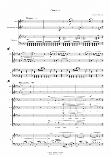 O oriens (with oboe and clarinet version)