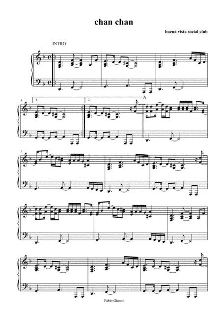 Chan Chan (chan Chan Son) (arr. pianoplayer)