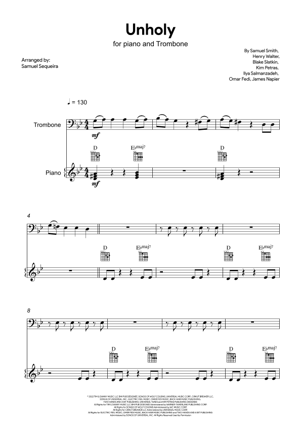 Unholy (arr. Samuel Sequeira)