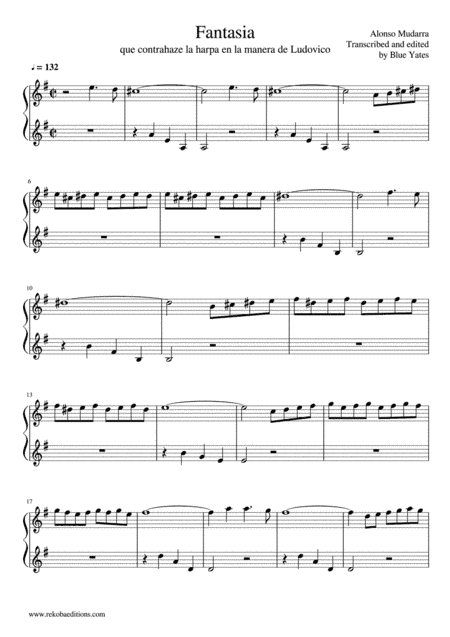 Fantasia (Alonso Mudarra) (arr. Blue Yates)