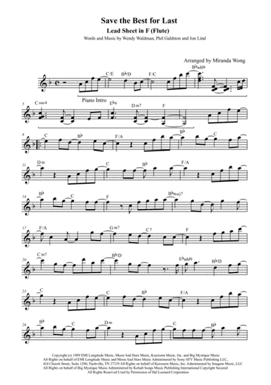 Save The Best For Last (arr. Miranda Wong)