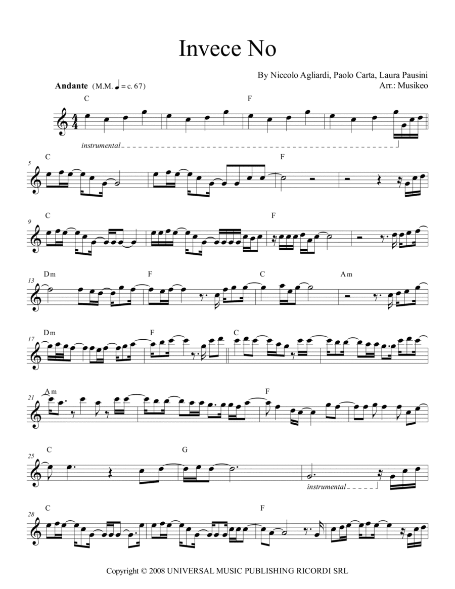 Invece No (arr. Musikeo)