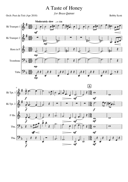 A Taste Of Honey (arr. Peet du Toit)
