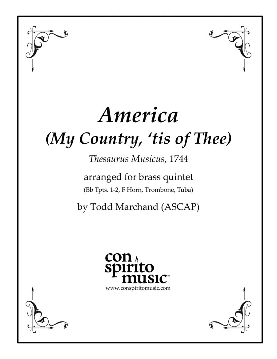 America (My Country, 'tis of Thee) - brass quintet (arr. Todd Marchand (ASCAP))