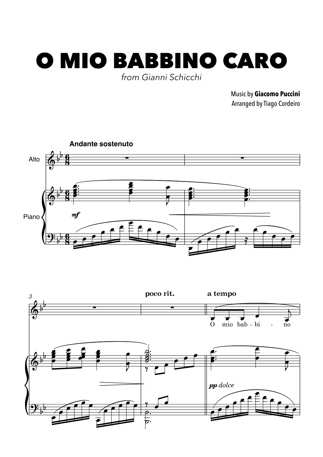 O Mio Babbino Caro (arr. Tiago Cordeiro)