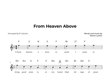 From Heaven Above (Key of F Major) (arr. R. Salvario)