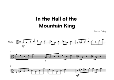 Edvard Grieg - In the Hall of the Mountain King (for Viola Solo) (arr. Cadenza Editions)