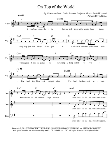 On Top Of The World (arr. Audrey Gomes)