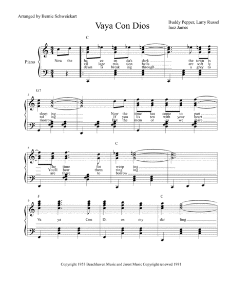 Vaya Con Dios (may God Be With You) (arr. Bernie Schweickart)