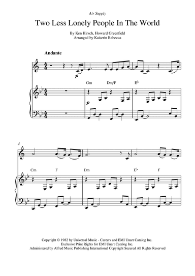 Two Less Lonely People In The World (arr. Kaiserin Rebecca)