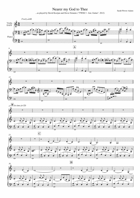Nearer my God to Thee (piano & violin) - EASY (arr. David Kocijan & Davor Simunic)