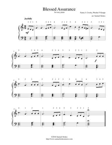 Blessed Assurance - for easy piano (arr. Samuel Stokes)