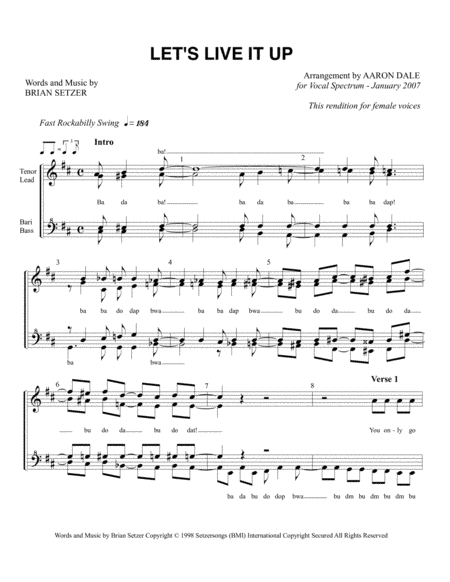 Let's Live It Up (arr. Aaron Dale)