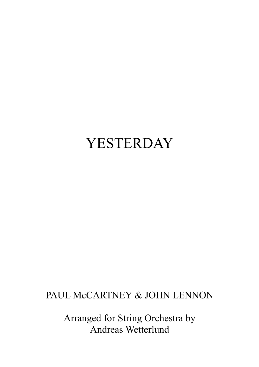 Yesterday (arr. Andreas Wetterlund)