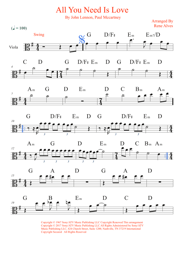 All You Need Is Love (arr. Rene Alves)