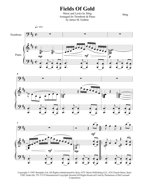 Fields Of Gold (arr. James M. Guthrie)