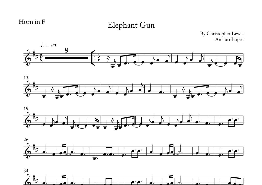 Elephant Gun (arr. Amauri Lopes)