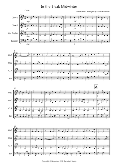 In the Bleak Midwinter for Double Reed Quartet (arr. David Burndrett)