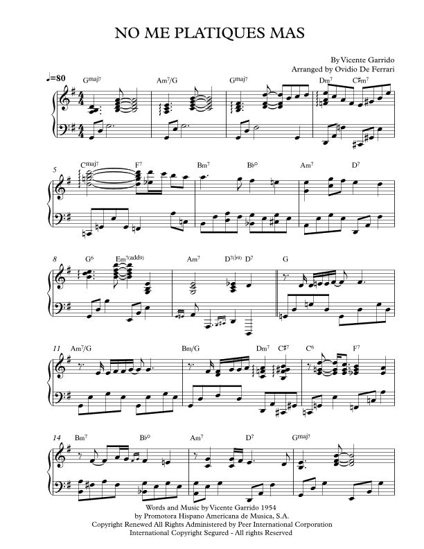 No Me Platiques Mas (arr. Ovidio De Ferrari)