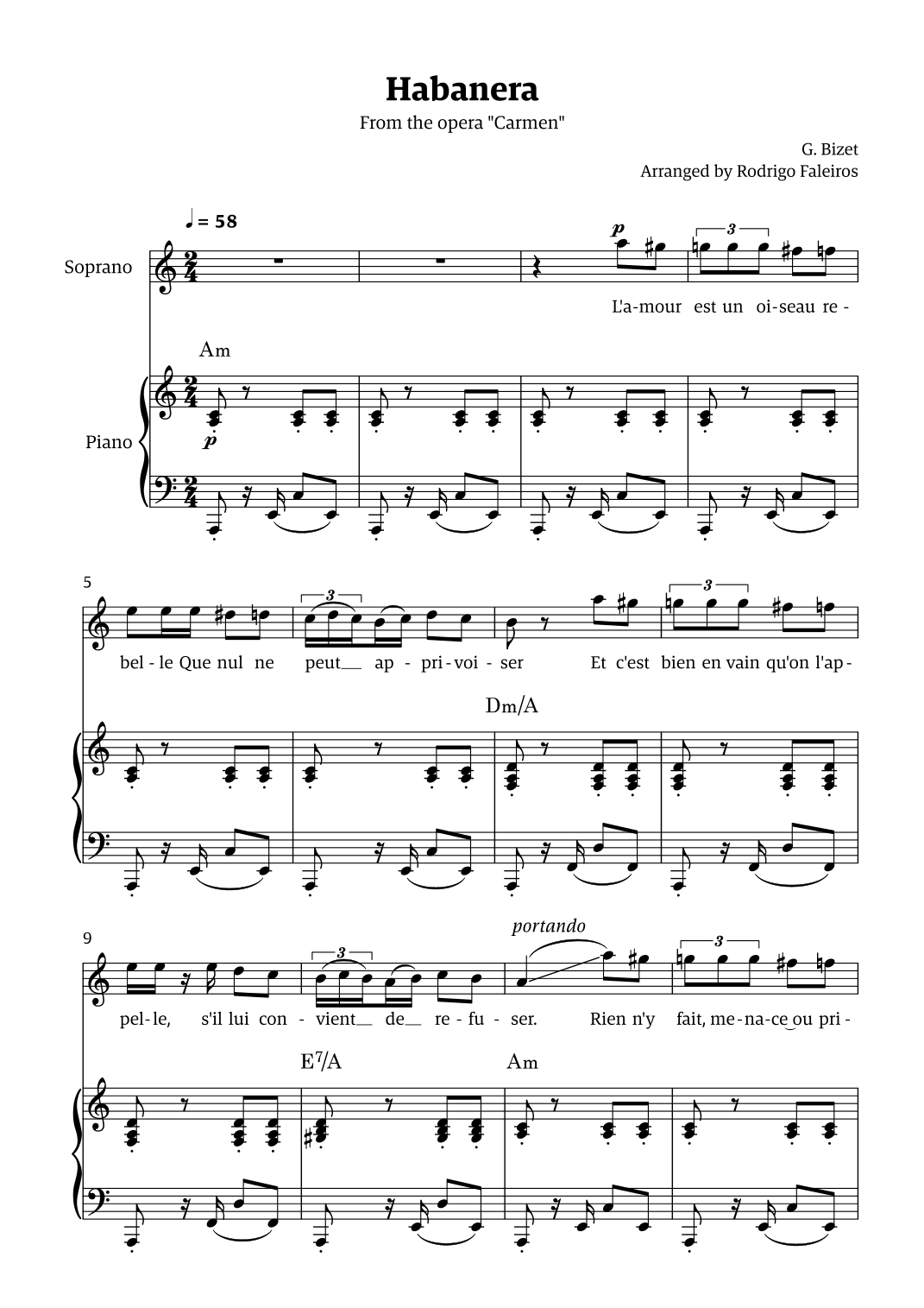 Habanera (for soprano - A minor/major) (arr. Rodrigo Faleiros)