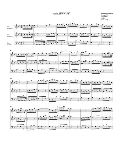 Aria for organ, BWV 587 (arrangement for 3 recorders) (arr. Gil Garty)