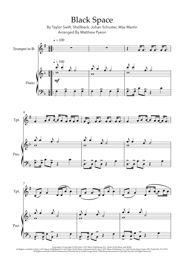 Blank Space (arr. Matthew pyeon)