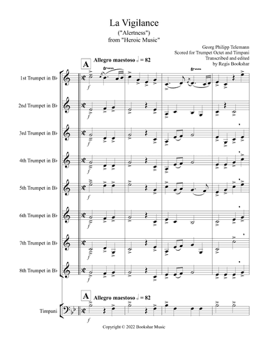 La Vigilance  (from "Heroic Music") (Bb) (Trumpet Octet, Timpani) (arr. Regis Bookshar)