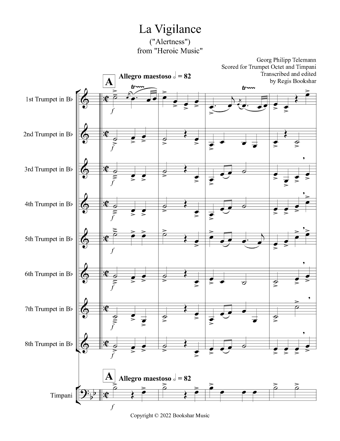 La Vigilance  (from "Heroic Music") (Bb) (Trumpet Octet, Timpani) (arr. Regis Bookshar)