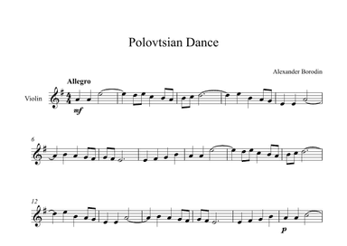 Polovtsian Dance - Alexander Borodin (Violin) (arr. Digital Book Music)